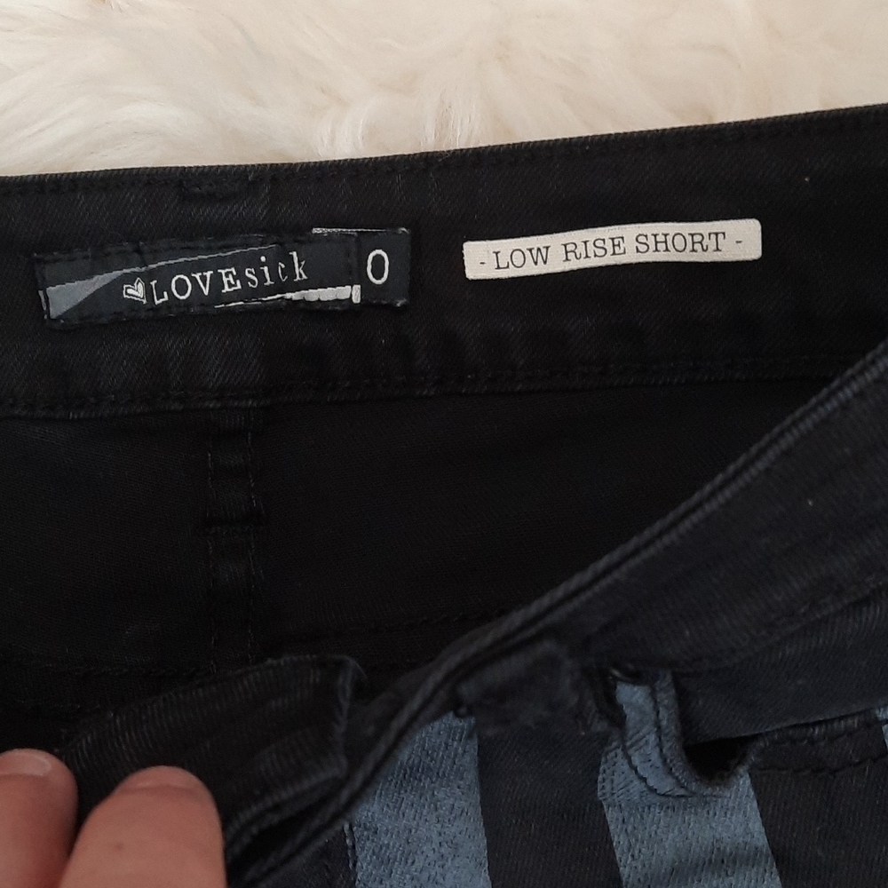 Lovesick Black Cutoff Shorts - Picture 2 of 4
